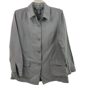 Vintage Jessica Holbrook Linen Gray Button-Down Shirt Jacket Size Medium